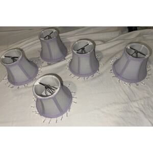 Pottery Barn Clip On Chandelier Shades Lavender Beaded Bell Set 5